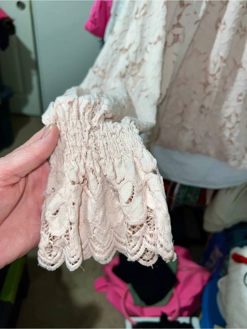 Free People Olivia Balloon Sleeve Lace Blouse